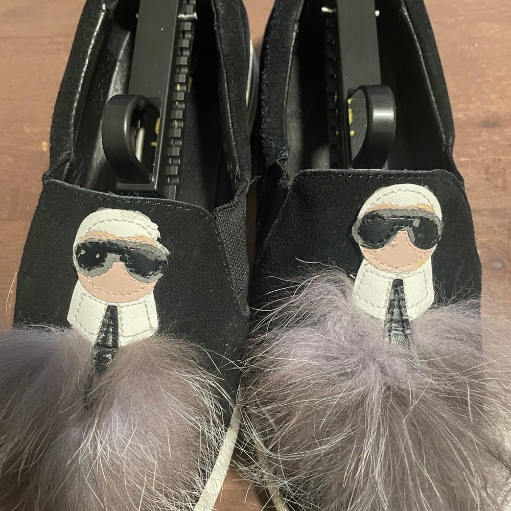 Fendi Black Slip-On Shoes with stitched Detail